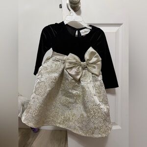 Rare Editions Black and Gold Floral Dress